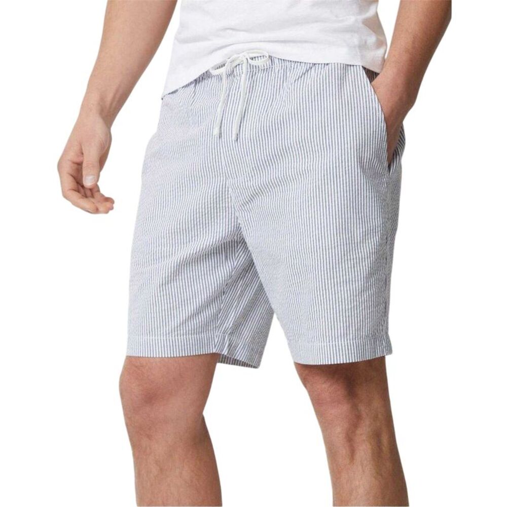 Threadbare Mens Cinco Vertical Stripe Chino Shorts / Blue/White